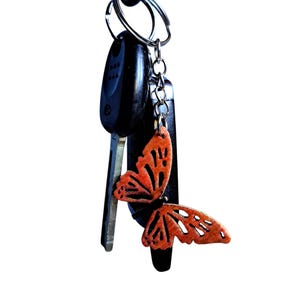 Painted wooden lace butterfly keychain/wrist strap