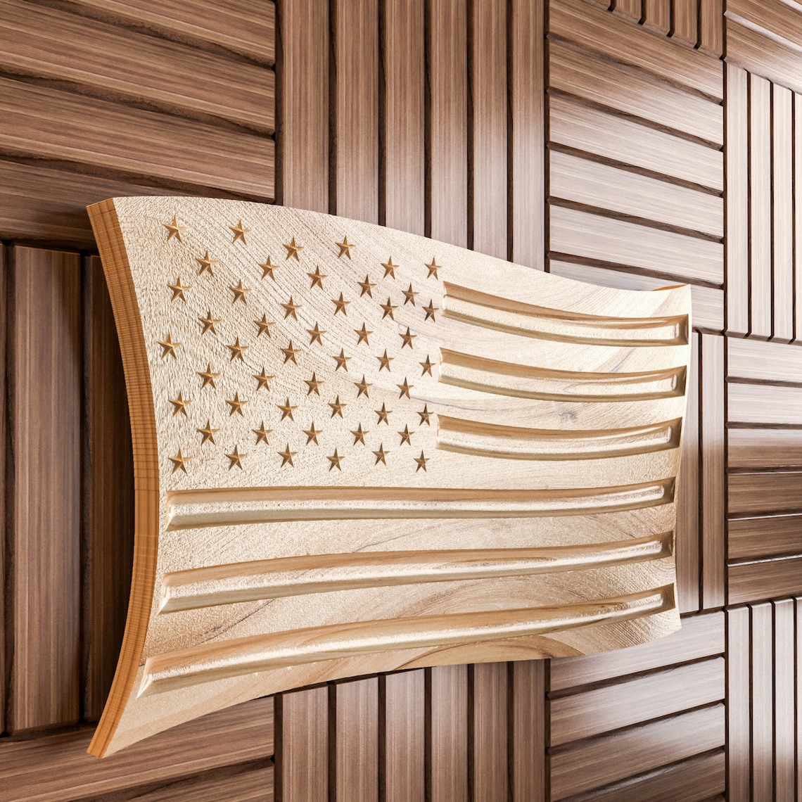 Cnc wavy flag. 3d model of Waving American Flag. CNC Files For Etsy
