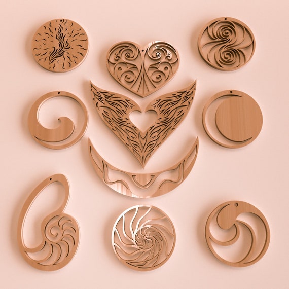 10 pendants svg template Jewelry Laser Cut Template Etsy