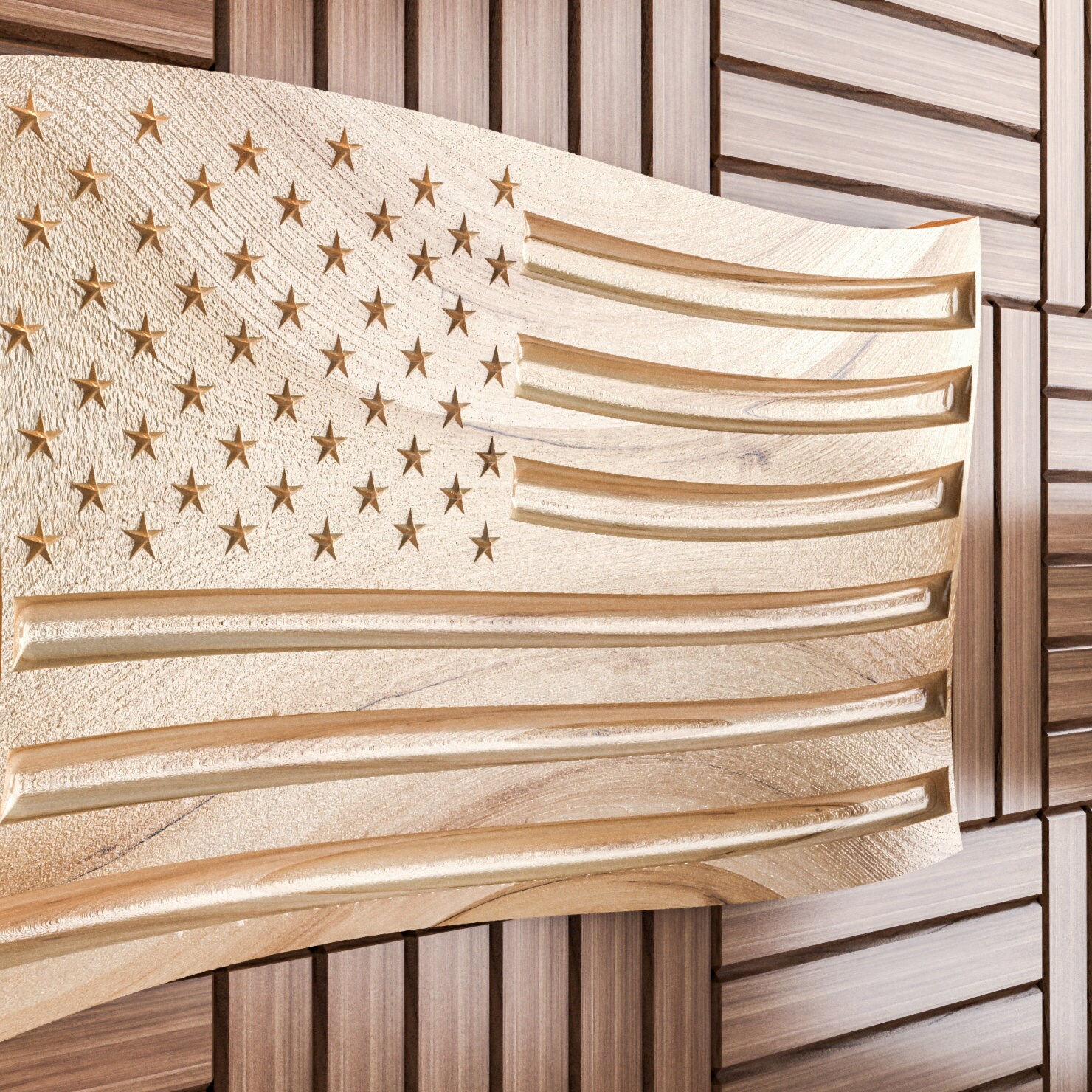 Cnc Wavy Flag. 3d Model of Waving American Flag. CNC Files for Etsy