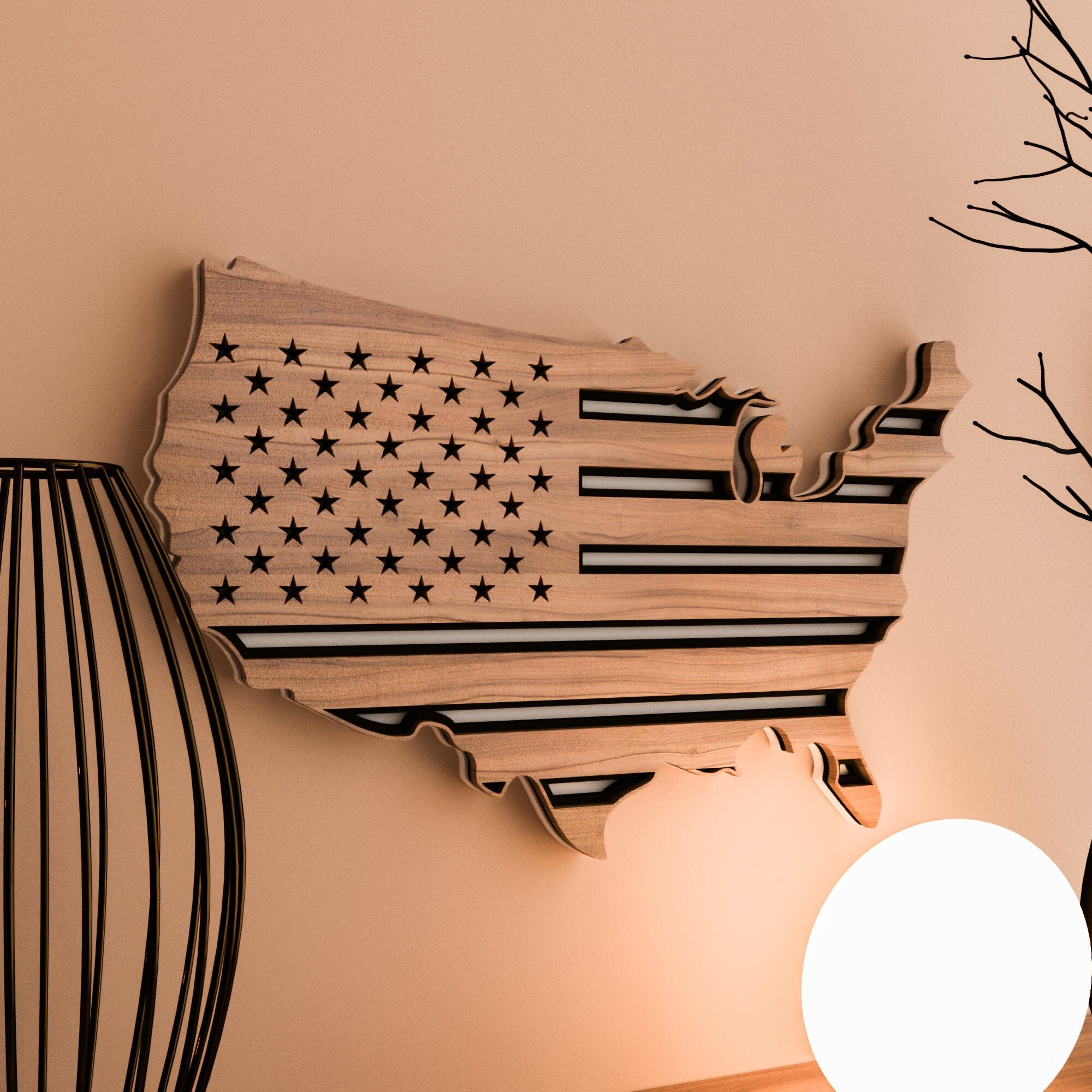 American flag svg, Cnc files for wood, Laser cut dxf files, Laser glo…