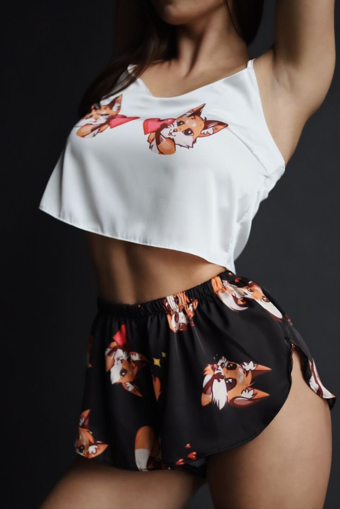 Sexy Pajamas Cute Fox Print For Woman Nightwear For Girl Sexy Etsy