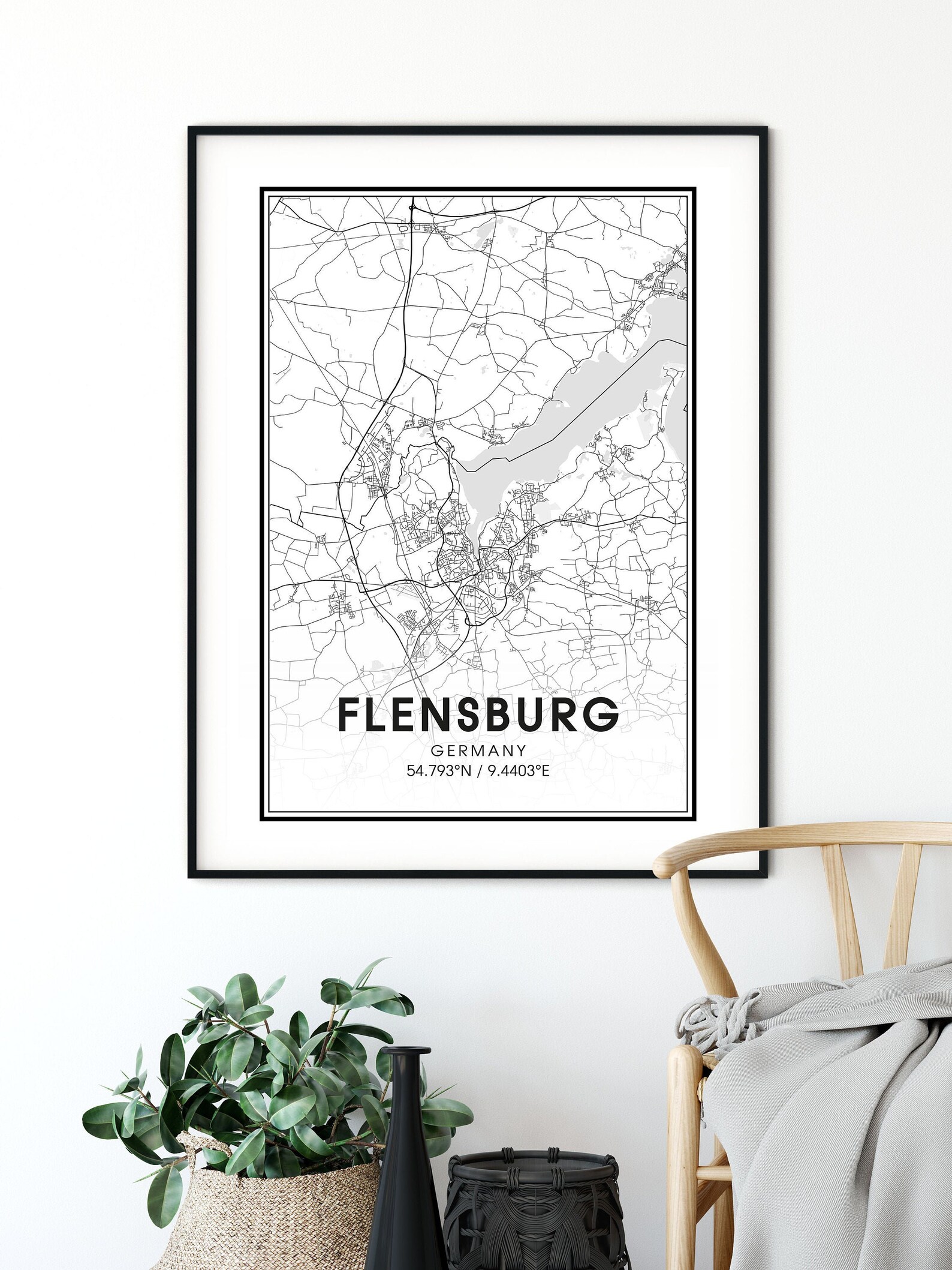 Flensburg Map Print City Map Wall Art Flensburg Germany Map | Etsy