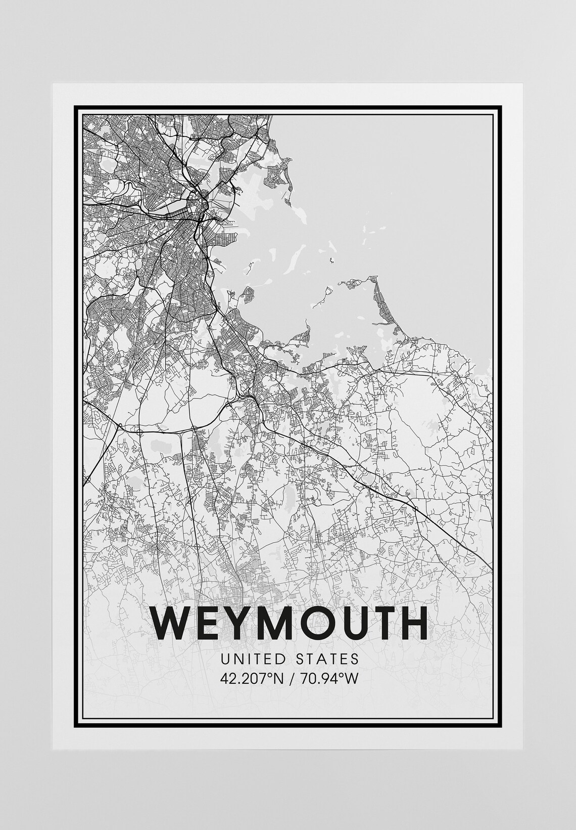 Weymouth Map Print City Map Wall Art Weymouth Massachusetts | Etsy