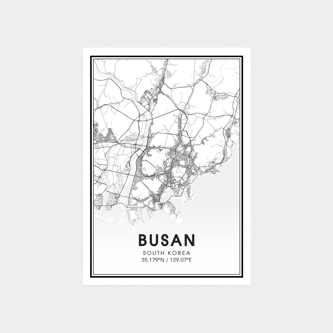 Busan Map Print City Map Wall Art Busan South Korea Map | Etsy