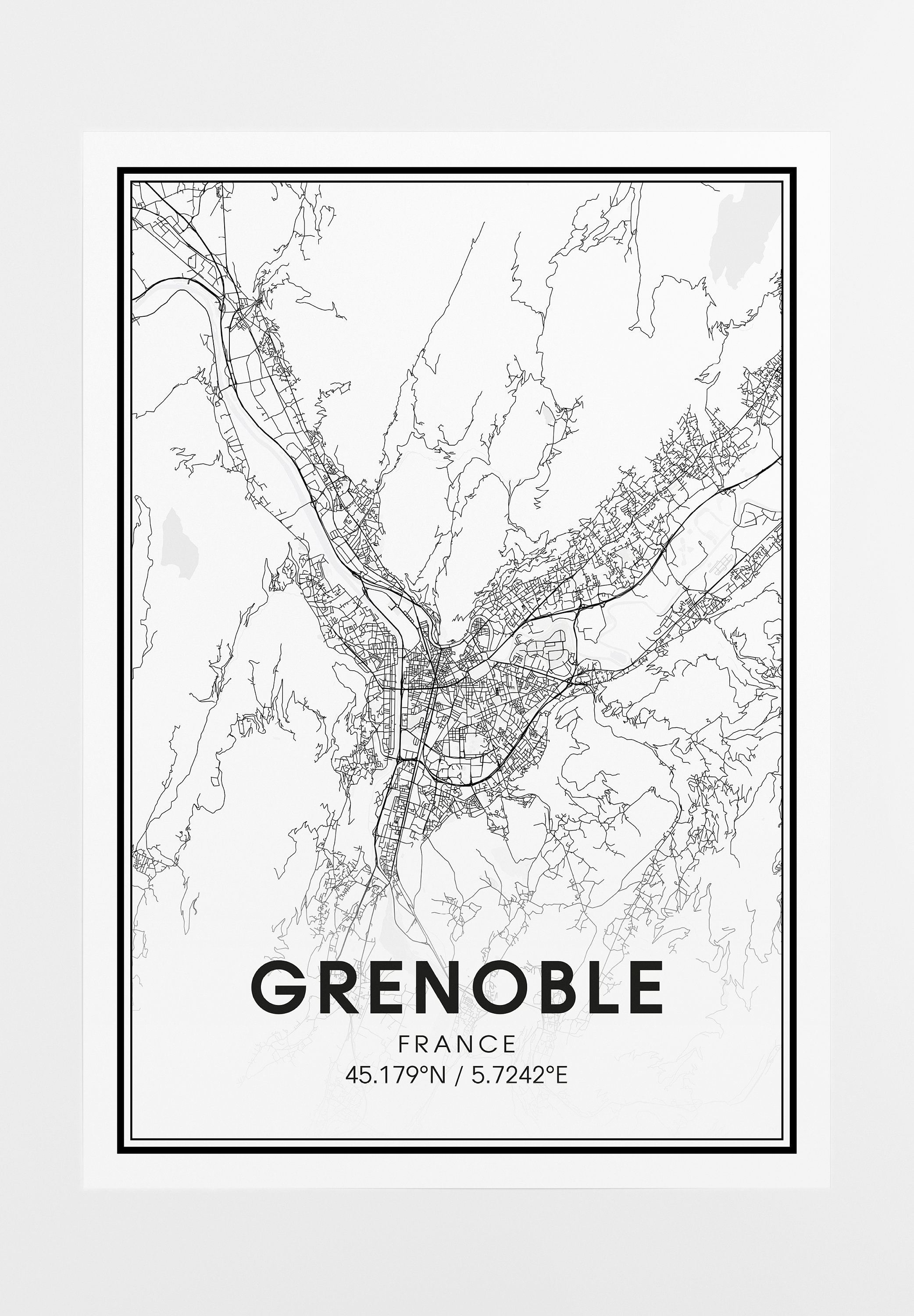 Grenoble Map Print City Map Wall Art Grenoble France Map | Etsy