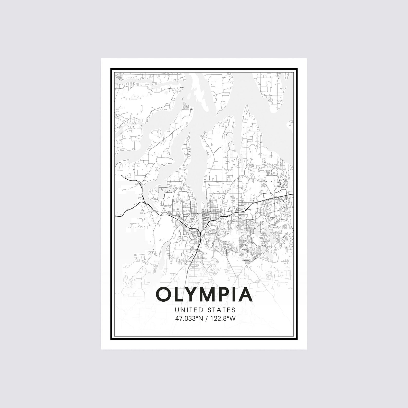 Olympia Map Print City Map Wall Art Olympia Washington Map | Etsy