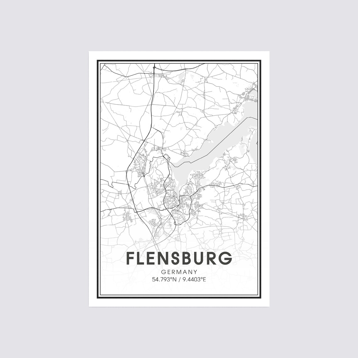 Flensburg Map Print City Map Wall Art Flensburg Germany Map Etsy