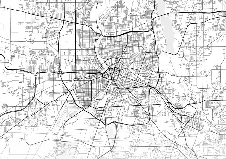 Rochester Map Print City Map Wall Art Rochester New York | Etsy