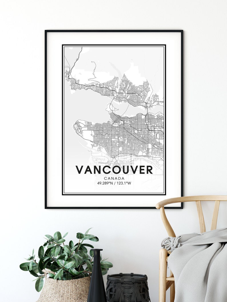 Vancouver Map Print City Map Wall Art Vancouver Canada Map | Etsy