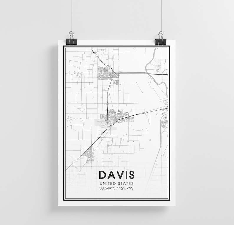 Davis California City Map Print City Map Wall Art Davis | Etsy