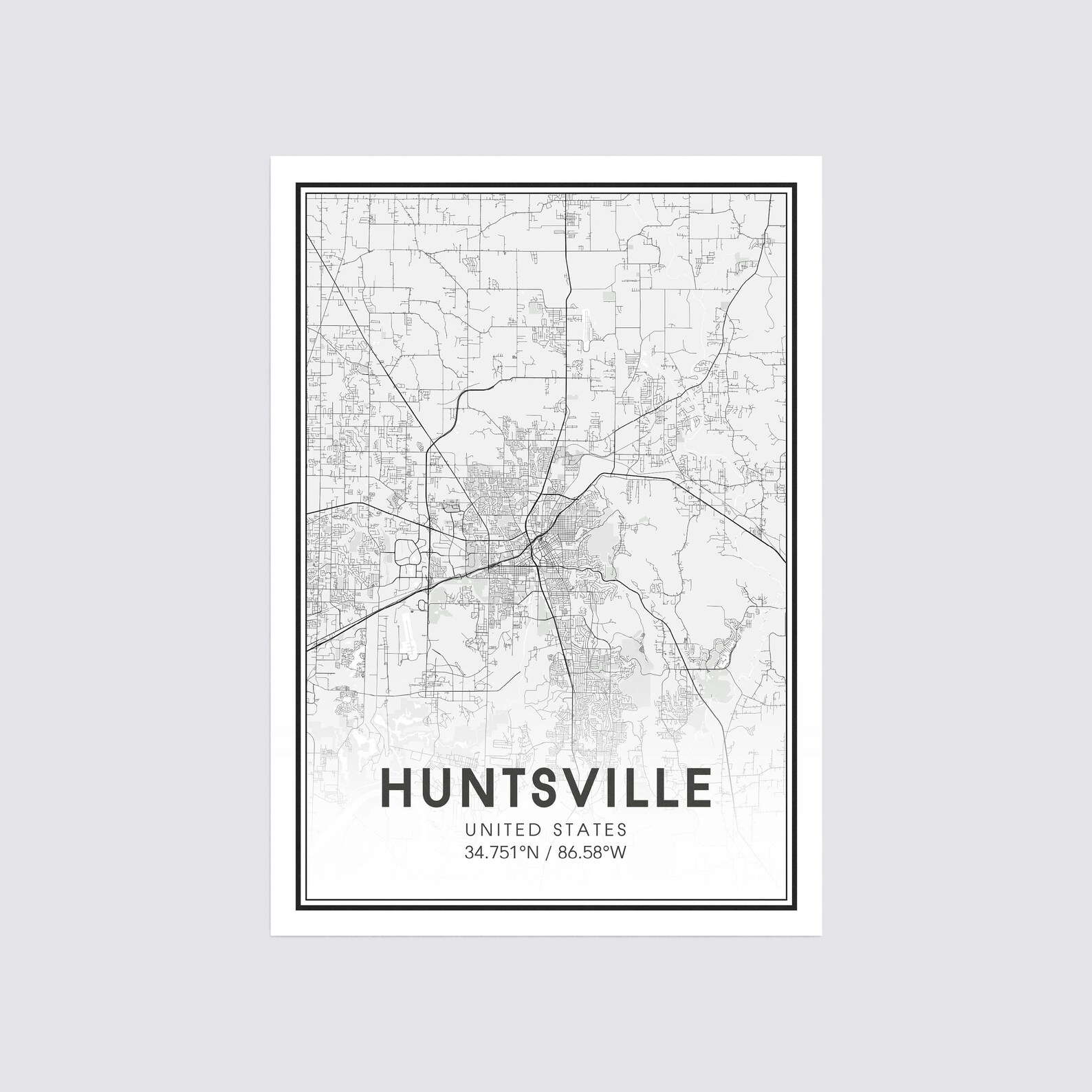 Huntsville Alabama City Map Print City Map Wall Art | Etsy