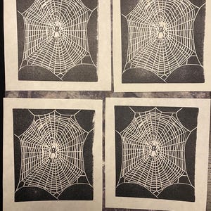 Orb Weaver Block Print 4.5” X 5”