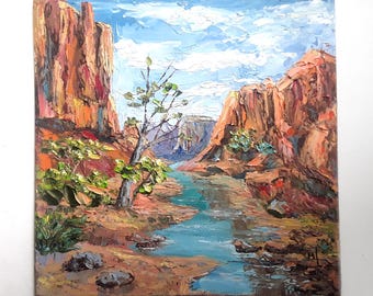 Zion National Park Oil Painting: Utah Mountain Landscape Art (10x10in)