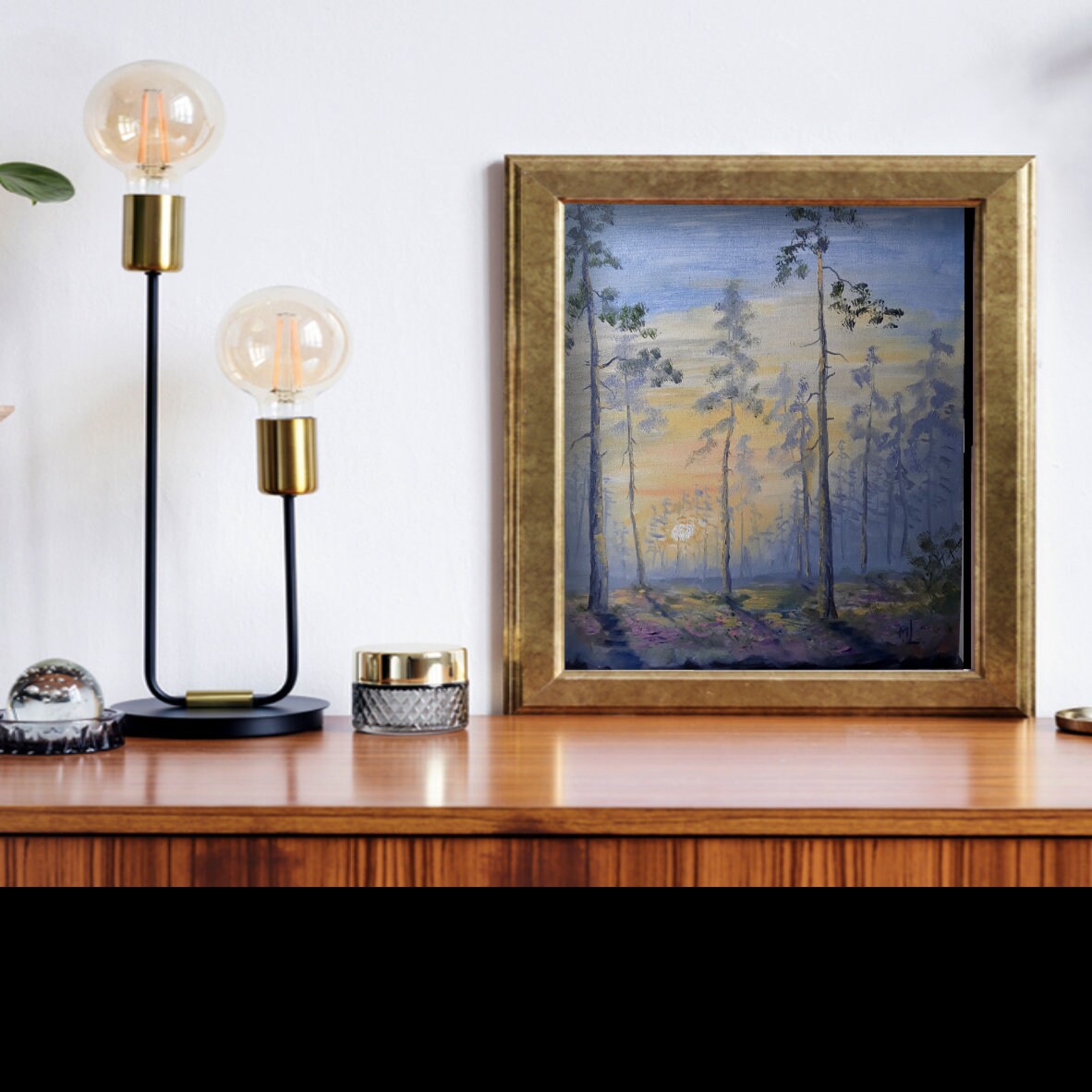 Forest Landscape Pine Forest Painting Sunrise Artwork Original | Etsy