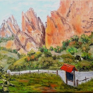 Garden of the Gods Oil Painting Colorado Red Rocks Landscape Art (8x12 in)