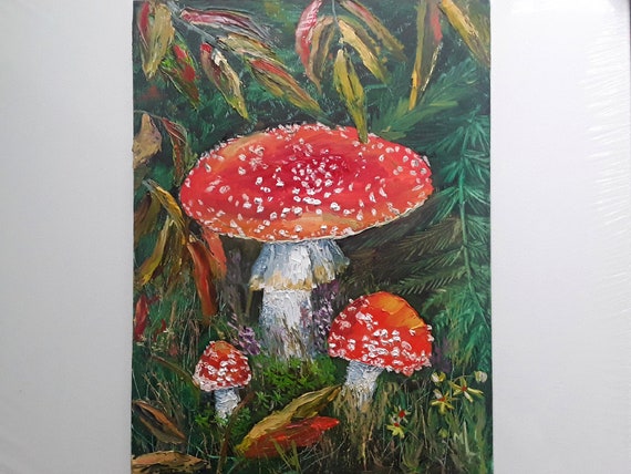 Fly Agaric Oil Painting: Forest Landscape Art (10x14 in)