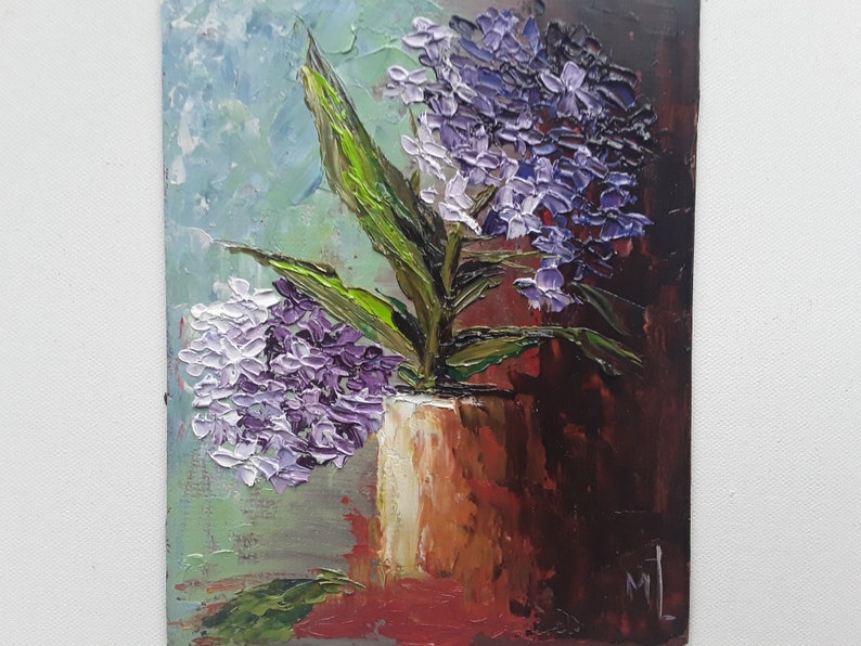 Hydrangea Painting Small Oil Artwork Original Art Purple Flower Hydrangea Painting Small Oil Artwork Original Art Purple Flower