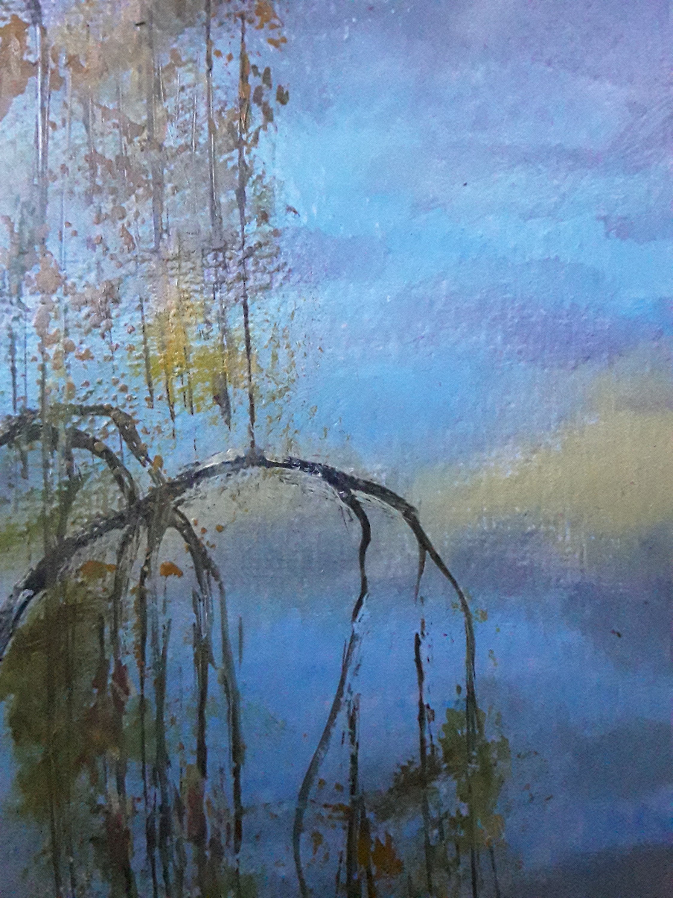Fall Landscape Misty Lake Art Original Oil Artwork Cloudy Sky Etsy