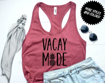 VACAY MODE tank top|beach trip tank top|vacation tank top|girls trip tank top|Women tank tops|Graphic tank tops|Next Level tank tops