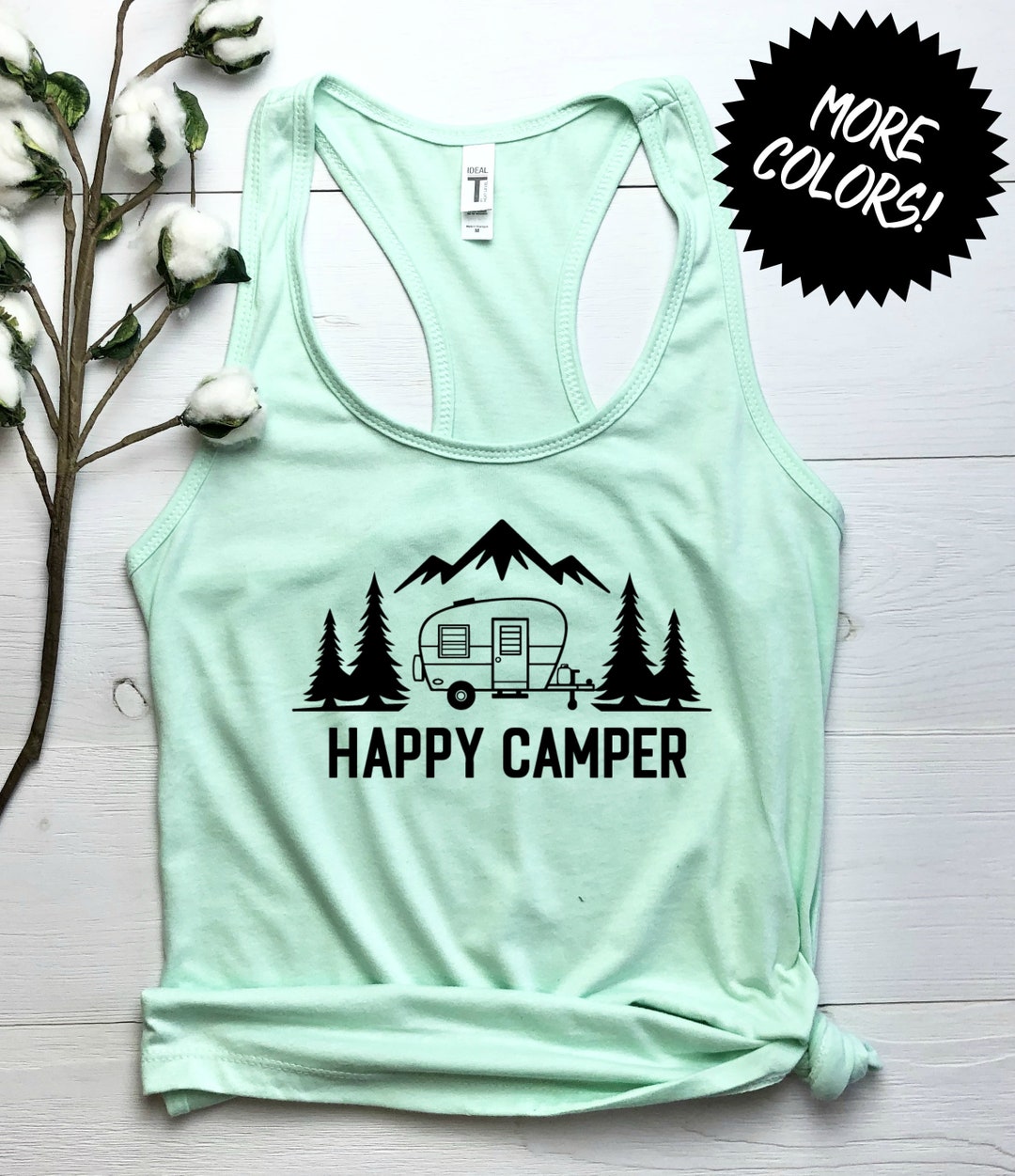 Neon Pink happy camper tank