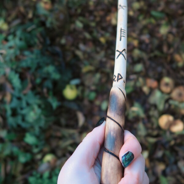 Willow Wand - Runes & Ogham inscriptions ‘Protection and Good Luck’ -