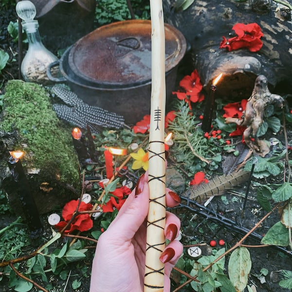 Yew Wand with the Ogham Tree Symbol