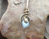 Fabulous Snake Stick Pin 14k Gold with Pearl in his mouth