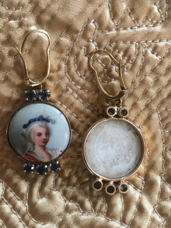 Rare Estate Jewelry Earrings Victorian Buttons wi… - image 3