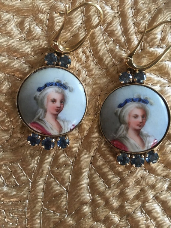 Rare Estate Jewelry Earrings Victorian Buttons wi… - image 1