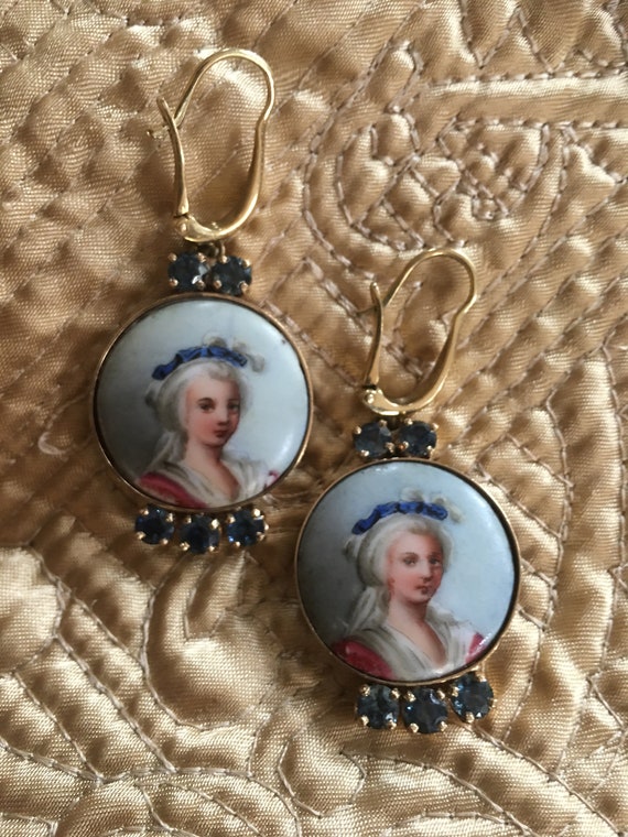 Rare Estate Jewelry Earrings Victorian Buttons wi… - image 2