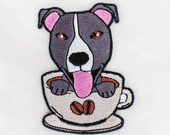 Pittie and Coffee Embroidery Patch