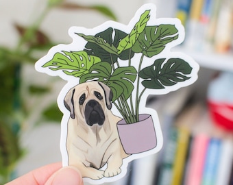 Mastiff Monstera Vinyl Sticker | Mastiff Sticker | Monstera Sticker | Plant Stickers | Mastiff Vinyl Sticker
