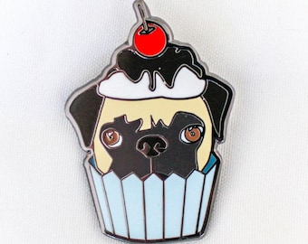 Pug e Cupcake Smalto Pin