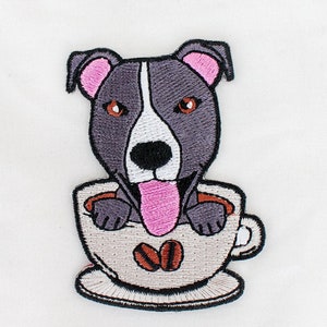 Pittie and Coffee Embroidery Patch