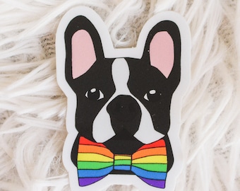 French Bulldog Pride Vinyl Sticker | Rainbow Sticker | LGBTQ Frenchie Sticker