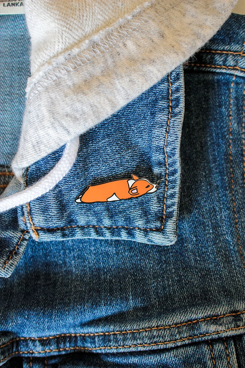 Sleepy Corgi Pin Lazy Corgi Hard Enamel Pin Corgi Sploot Pin