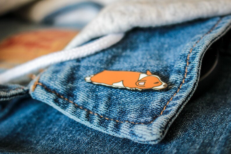 Sleepy Corgi Pin Lazy Corgi Hard Enamel Pin Corgi Sploot Pin