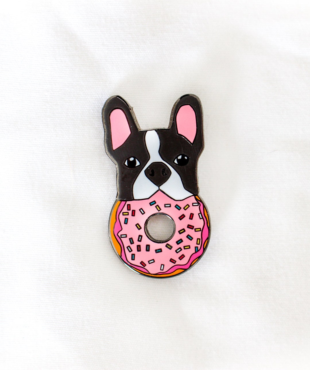 Cute Frenchie With Donut Hard Enamel Pin - Etsy