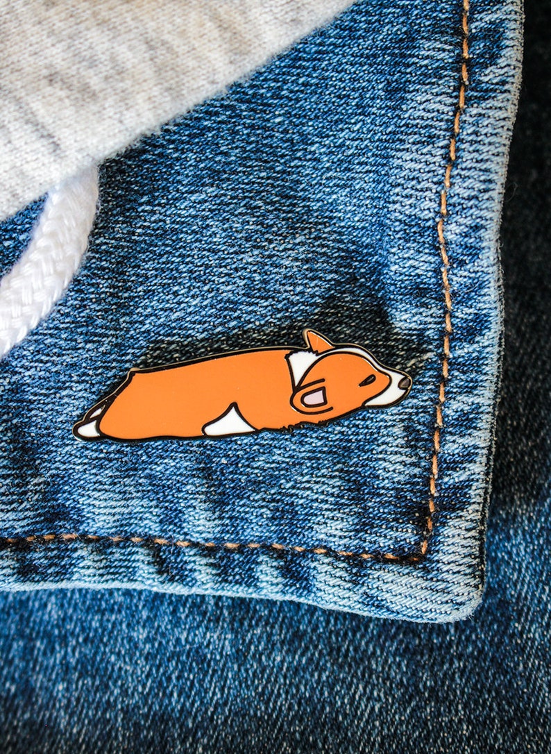 Sleepy Corgi Pin Lazy Corgi Hard Enamel Pin Corgi Sploot Pin