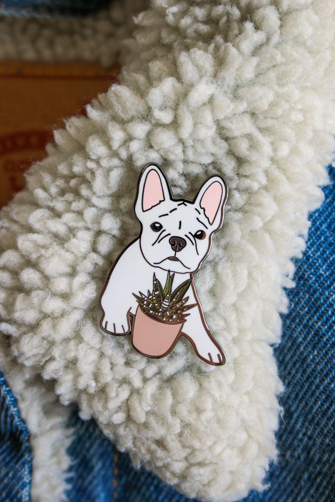 Frenchie Succulent Hard Enamel Pin| Haworthias Pin | French Bulldog ...