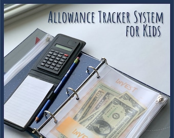 Allowance tracker, kids money tracker, money book for kids, chore allowance system, savings tracker, allowance toolkit, kid allowance system