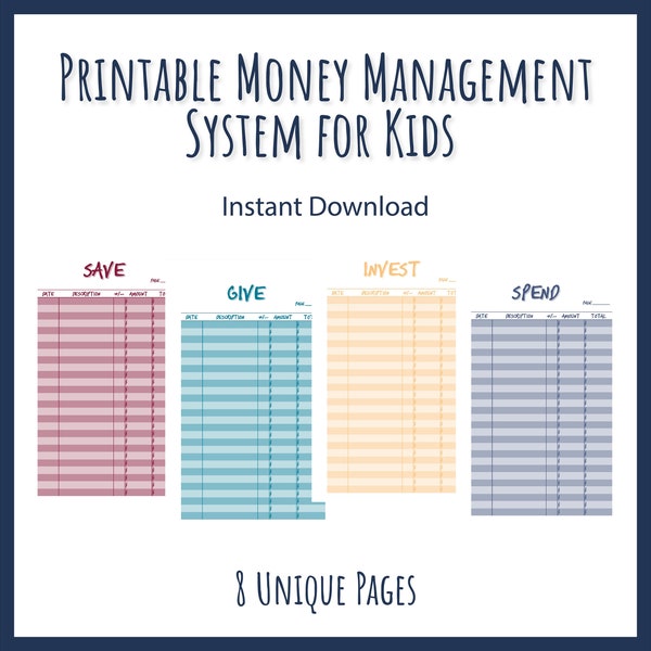 kids money management printable, budget binder PDF, financial planning PDF, digital money organizer, money planner, 3 ring binder printable