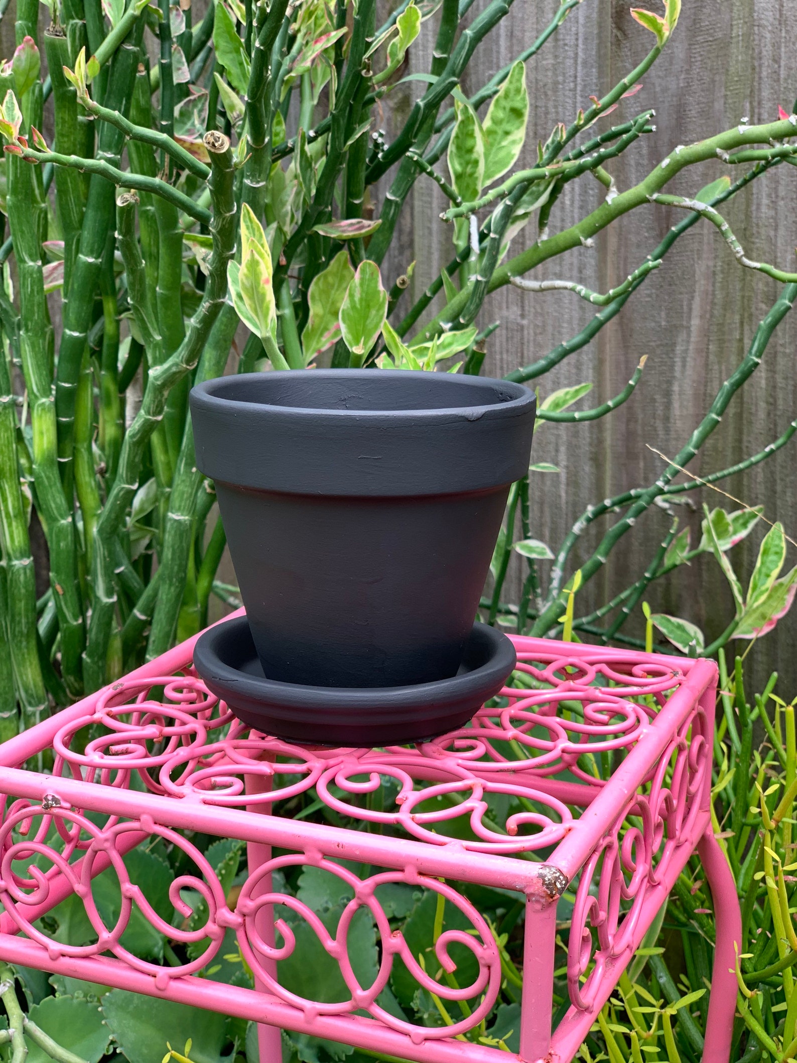 Hand Painted Matte Black Terra Cotta 4 Inch Planter Pot With Etsy UK