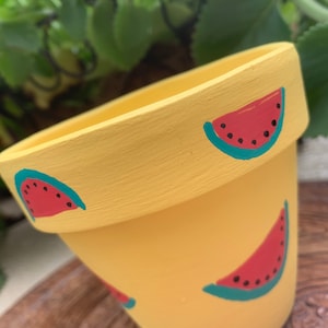 Watermelon Hand-Painted Terra-cotta Pot 4 inches hand painted clay plant pot with drainage hole