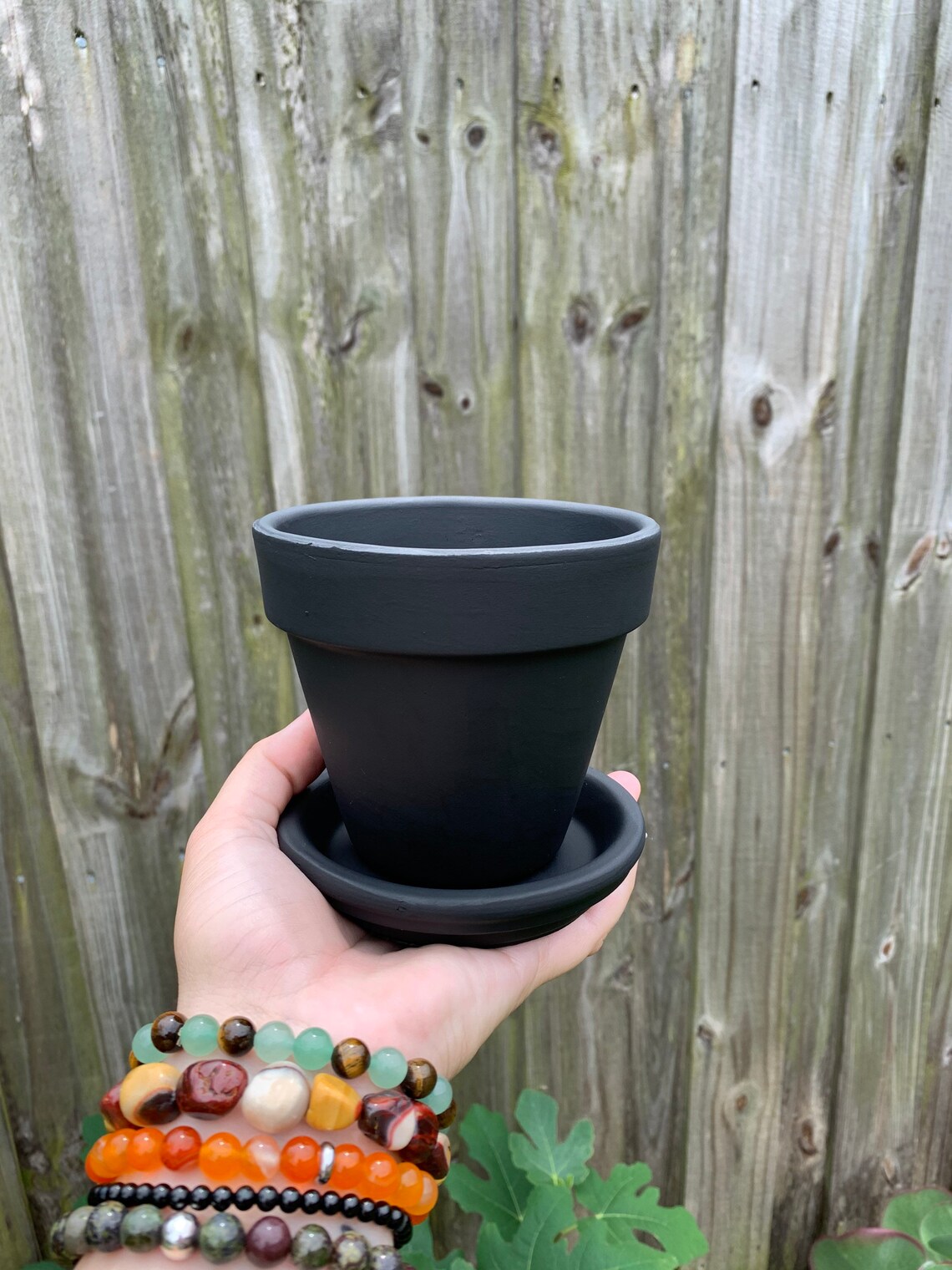 Hand Painted Matte Black Terra Cotta 4 Inch Planter Pot With Etsy UK