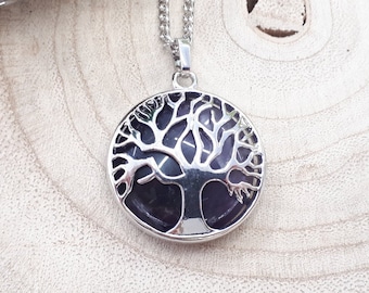 Collar de Amatista Árbol de la Vida - Colgante de Amatista y Plata - Collar de Árbol Genealógico - Collar de Amatista para Mujer - Colgante de Árbol de Amatista
