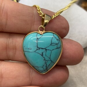 Turquoise Heart Pendant / Heart Necklace Charm / Turquoise Necklace / Sterling Silver Heart Necklace / Turquoise Heart Jewelry for womam