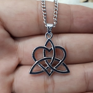 Celtic Knot Heart Pendant Necklace, Celtic Jewelry, Celtic Heart Pendant, Irish Knot Necklace, Love Knot Charm, Pagan Necklace for Women