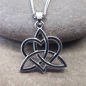 Celtic Knot Heart Pendant Necklace, Celtic Jewelry, Celtic Heart Pendant, Irish Knot Necklace, Love Knot Charm, Pagan Necklace for her Women